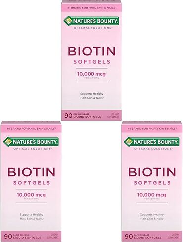 Nature's Bounty Biotin 10000mcg Supplement, Supports Healthy Hair, Skin and Nails, Optimal Solutions Hair Vitamin with Biotin, 90 Rapid Release Liquid Softgels in Saudi Arabia