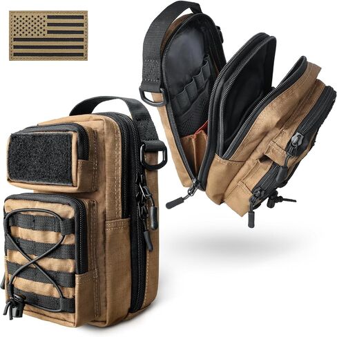 Large Capacity Pencil Pouch for Boys, Tactical EDC Zippered Pencil Bag, Small Tool Pouch for Adults (includes US Flag Patch + 2 MOLLE Straps) (Black) in Saudi Arabia