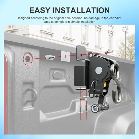 2PCS Retractable Tie Down Straps Compatible with Pickup Truck Universal Retractable Ratchet Straps Replacement for Universal Pickup Truck Accessories (Can Only Be Used with SZYANG Rails) in Kuwait