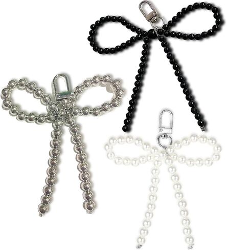 2 PCS Bear Bow keychain ، سحر القلب الفضي ، حقيبة Bowknot على طراز Y2K ومفاتيح السيارات in Kuwait