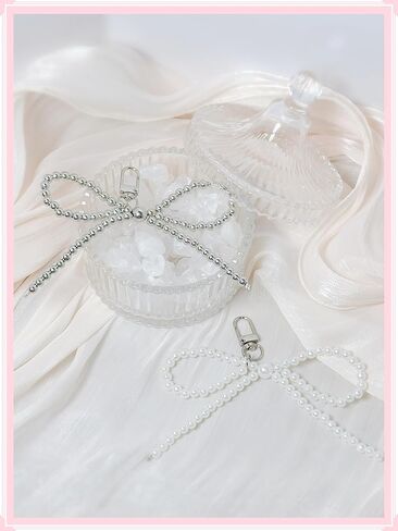 2 PCS Bear Bow keychain ، سحر القلب الفضي ، حقيبة Bowknot على طراز Y2K ومفاتيح السيارات in Kuwait