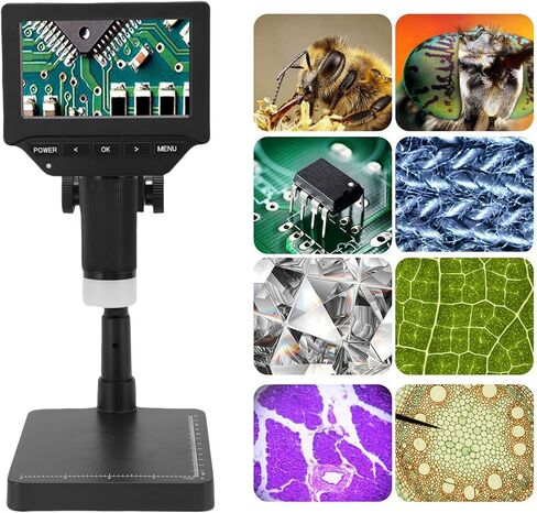 مجهر رقمي LCD، مجهر رقمي ABS 4.3 بوصة للبالغين 1000X مع مستشعر 1/4 بوصة يدعم 6 سطوع قابل للتعديل in Kuwait