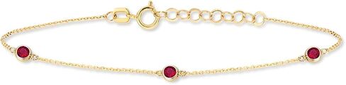 Gelin 14k Solid Gold Ruby Station Bracelet for Women in Saudi Arabia