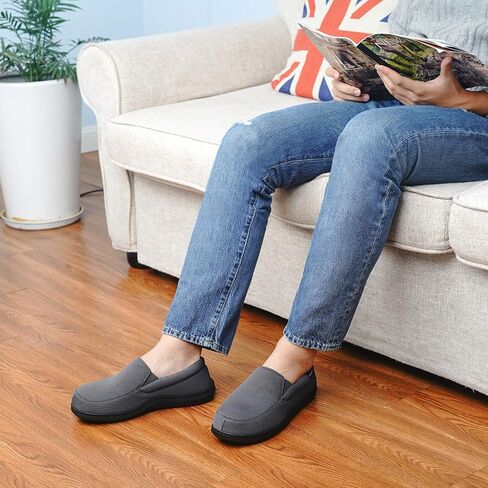 Men's Minimalist Memory Foam Slippers for Indoor/Outdoor, Breathable Knit House Shoes with Nonslip Rubber Sole in Kuwait