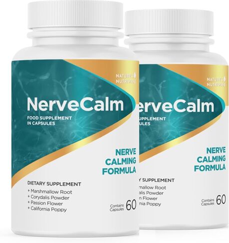 Nervecalm - ملحق هادئ طبيعي | مزيج العشبية مع زهرة العاطفة ، شائكة الكمثرى وكاليفورنيا الخشخاش | كبسولات نباتية ، غير المعدلة وراثيا ، شهر واحد العرض | صنع في الولايات المتحدة in Kuwait