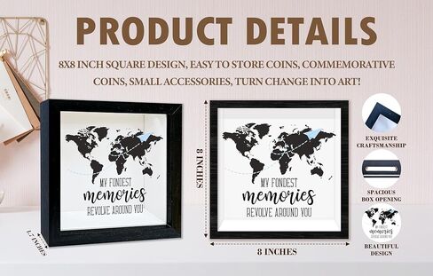 Black Travel Shadow Box Frame with Slot, My Best Memories are with You Boxes Frames for Fund, 8x8 Memory Box for Keepsakes, Honeymoon Gifts and Decorations, 03 in Saudi Arabia