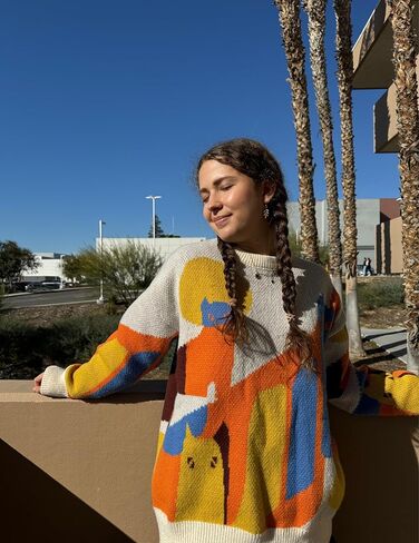 Aelfric Eden Cartoon Dinosaur Sevents Crewneck Printed Pullover Sweater Straips raids in Kuwait