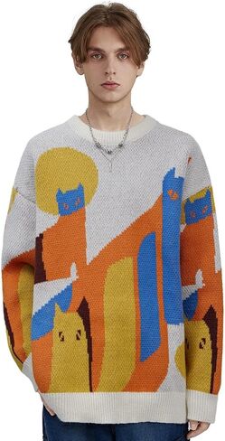 Aelfric Eden Cartoon Dinosaur Sevents Crewneck Printed Pullover Sweater Straips raids in Kuwait