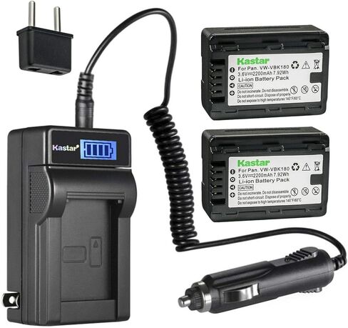 Kastar 2-Pack VW-VBK180 Battery and LCD AC Charger Compatible with Panasonic VW-VBK180, VW-VBK360, VW-VBL090, VW-VBL090PPK, SDR-T55, SDR-T55P, SDR-T55PC, SDR-T55K, SDR-T70, SDR-T70K, SDR-T70P Camera in Saudi Arabia