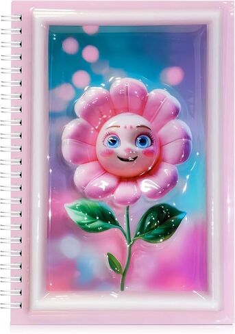 Omatek Smart Technologies Notebook Spiral Notebook A5 - دفتر حلزوني غلاف لطيف مع غطاء ثلاثي الأبعاد لامع ، 80 ورقة - أطفال ، دفتر ملاحظات الفتيات والفتيان ، دفتر ملاحظات هدايا - زهرة مبتسم in Saudi Arabia