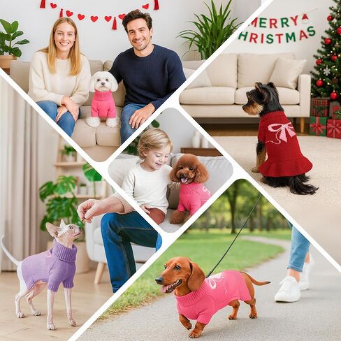 Woyyho 5-22 رطل الكلب فستان سترة عيد الميلاد للكلاب الصغيرة فتاة مع أقواس النمط الأحمر ل الكلب سبيرا الخريف الكلاب الكلاب in Kuwait
