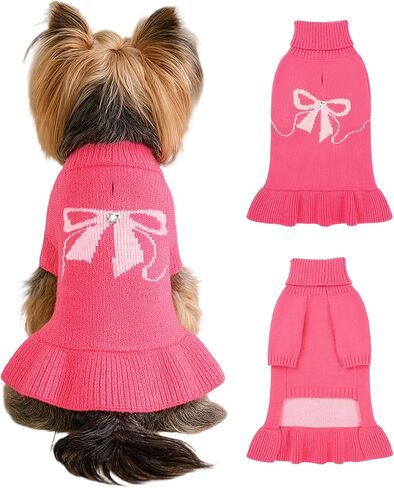 Woyyho 5-22 رطل الكلب فستان سترة عيد الميلاد للكلاب الصغيرة فتاة مع أقواس النمط الأحمر ل الكلب سبيرا الخريف الكلاب الكلاب in Kuwait