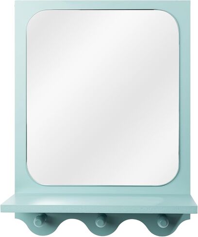 Snazzify 16x12 Inch Wall-Mounted Mirror with Shelf and Hooks, White Decorative Entryway Mirror with Storage for Hallway, Bathroom, or Bedroom - 4in Shelf Width, White in Saudi Arabia