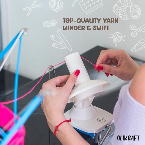 Olikraft tabletop electric electric winder for crocheting | Swift Electric Yarn Ball Winder سعة كبيرة | ألاحق الكرة | الكعكة ويندرز | لا يوجد موتر شمل | لا مطلوب مشبك (براءة اختراع) in Kuwait