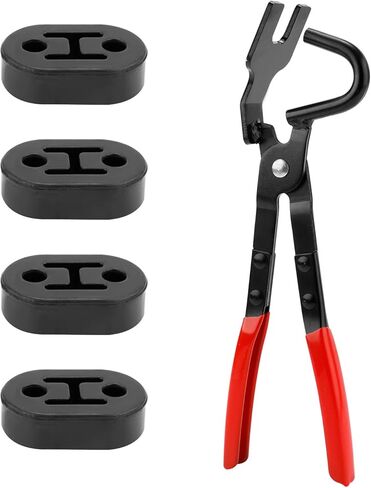 Exhaust Hanger Removal Tool & 4pcs 4-Hole Rubber Exhaust Hangers Kit, Universal Muffler Hanger Removal Pliers Muffler Hanger Tool Exhaust Hanger Pliers for Cars Trucks in Saudi Arabia
