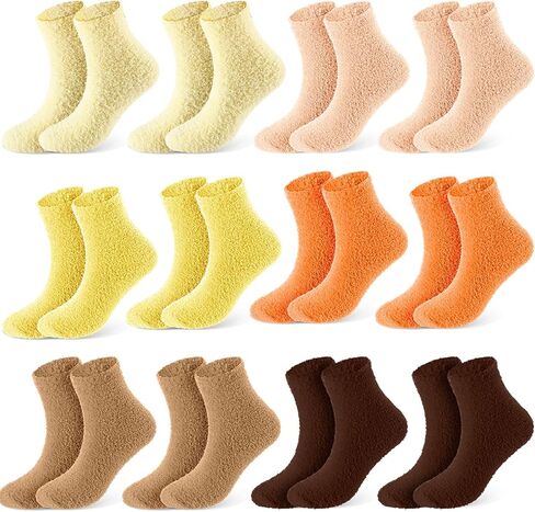 Foaincore 12 Pairs Galentines Day Gifts for Her Women Fuzzy Socks Bulk Winter Warm Sleeping Soft Fluffy Microfiber Socks for Galentines Gifts Women Adult in Saudi Arabia