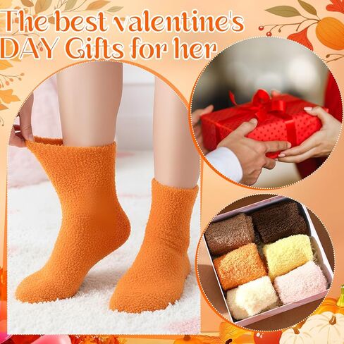 Foaincore 12 Pairs Galentines Day Gifts for Her Women Fuzzy Socks Bulk Winter Warm Sleeping Soft Fluffy Microfiber Socks for Galentines Gifts Women Adult in Saudi Arabia
