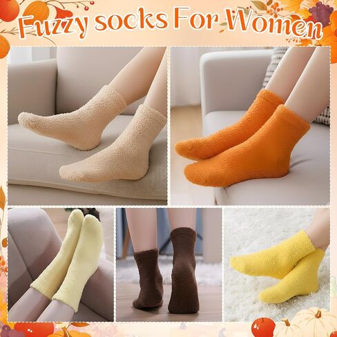Foaincore 12 Pairs Galentines Day Gifts for Her Women Fuzzy Socks Bulk Winter Warm Sleeping Soft Fluffy Microfiber Socks for Galentines Gifts Women Adult in Saudi Arabia