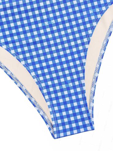 seamoly Gingham Cinched Back Bow Decor Tie Side Tankini Set in Saudi Arabia