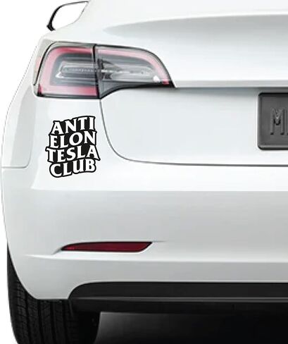 Anti Elon Tesla Club Sticker | Funny Car Stickers for Model 3 Y X, Cybertruck, Electric Car | Waterproof Bumper Sticker, Heavy Duty Vinyl Decal in Kuwait