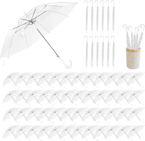 8 Pack Clear Wedding Umbrellas, High-Visibility Transparent Rain Umbrella, Firm and Durable, Easy Operation, Large Clear Umbrella for Wedding Bride Groom Photography Golf Outdoor, Tranparent in Saudi Arabia