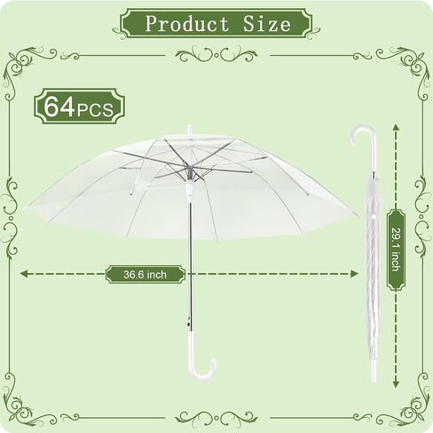 8 Pack Clear Wedding Umbrellas, High-Visibility Transparent Rain Umbrella, Firm and Durable, Easy Operation, Large Clear Umbrella for Wedding Bride Groom Photography Golf Outdoor, Tranparent in Saudi Arabia
