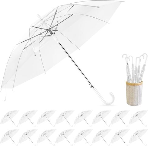 8 Pack Clear Wedding Umbrellas, High-Visibility Transparent Rain Umbrella, Firm and Durable, Easy Operation, Large Clear Umbrella for Wedding Bride Groom Photography Golf Outdoor, Tranparent in Saudi Arabia