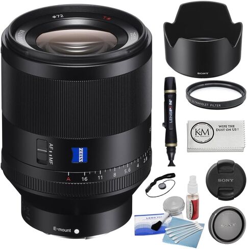 عدسة Sony Planar T* FE مقاس 50 مم f/1.4 ZA مزودة بفلتر للأشعة فوق البنفسجية مقاس 72 مم + طقم تنظيف الكاميرا مكون من 5 قطع + قلم عدسة تنظيف + حافظة غطاء العدسة + قطعة قماش للتنظيف من الألياف الدقيقة (6 قطع) in Kuwait