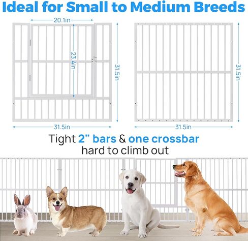 Playpen Dog - 32 "قلم الكلب ، قلم جرو شاق مع الباب ، آمن وقوي ، تجميع سهل للعب الأليف الداخلي/الخارجي للحيوانات الأليفة in Kuwait