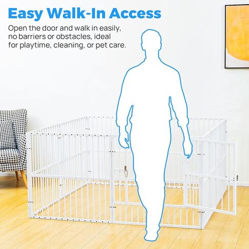 Playpen Dog - 32 "قلم الكلب ، قلم جرو شاق مع الباب ، آمن وقوي ، تجميع سهل للعب الأليف الداخلي/الخارجي للحيوانات الأليفة in Kuwait