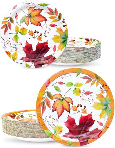 مجموعة أطباق ورقية لحفلات عيد الشكر من YY، 80 قطعة من أطباق الحلوى مقاس 7 بوصات مع أطباق عشاء مقاس 9 بوصات على شكل قرع لعيد الشكر، وديكورات طاولة حصاد الخريف in Kuwait