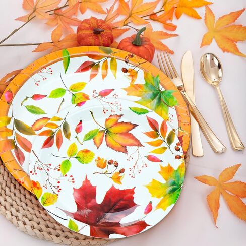 مجموعة أطباق ورقية لحفلات عيد الشكر من YY، 80 قطعة من أطباق الحلوى مقاس 7 بوصات مع أطباق عشاء مقاس 9 بوصات على شكل قرع لعيد الشكر، وديكورات طاولة حصاد الخريف in Kuwait