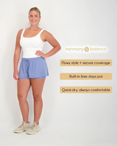 Harmony and Balance 2-in-1 Flowy Athletic Shorts with Built-in Liner for Women, Quick-Dry, Running, Yoga, Gym, Tennis Shorts in Saudi Arabia