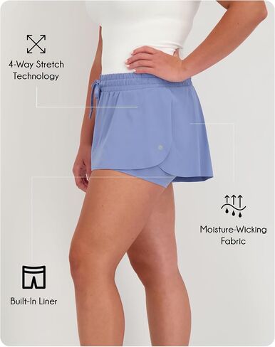 Harmony and Balance 2-in-1 Flowy Athletic Shorts with Built-in Liner for Women, Quick-Dry, Running, Yoga, Gym, Tennis Shorts in Saudi Arabia