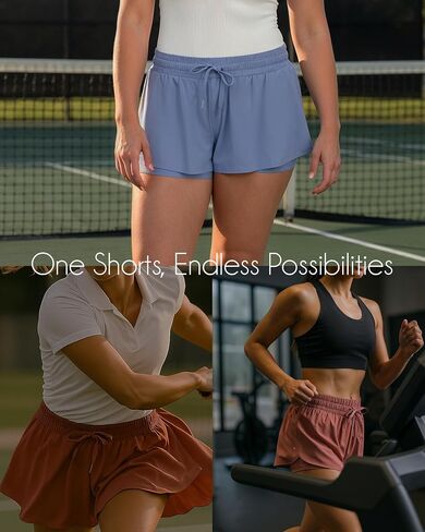 Harmony and Balance 2-in-1 Flowy Athletic Shorts with Built-in Liner for Women, Quick-Dry, Running, Yoga, Gym, Tennis Shorts in Saudi Arabia