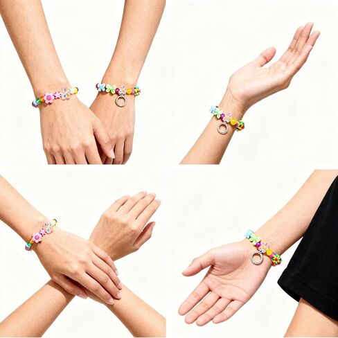 Nikkiguo 200 PCS Acrylic Bear Beads Jewelry Making Kit - 24 لونًا في 4 أنماط: حلوى اللون ، شفاف ، غير شفاف وتوهج في الخرز المظلم مع الأسلاك ، المشابك للأساور DIY ، القلادات ، مفاتيح المفاتيح in Saudi Arabia