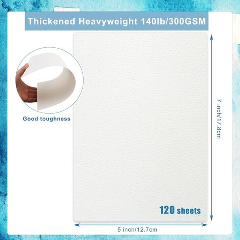 120 ورقة ورقة ألوان مائية ، 8.5 "× 11" 140 رطل/300 GSM الصحافة الباردة الورق المائي ورقة ملونة بالمياه البيضاء للطلاب فنانين برسم ألوان مائية in Kuwait