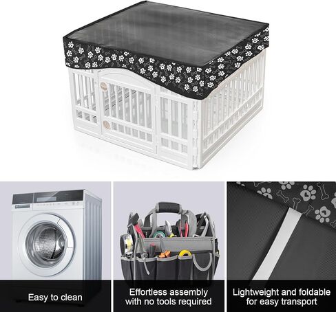 Dog Playpen Mesh Top Cover لـ 36 بوصة 4 لوحات Pet Dogs Playpen ، و Contingsive Tape Connections Planels Pink Paw Dog Cover ، ويناسب الاستخدام الداخلي والخارجي (ملاحظة: Playpen غير متضمن) in Saudi Arabia