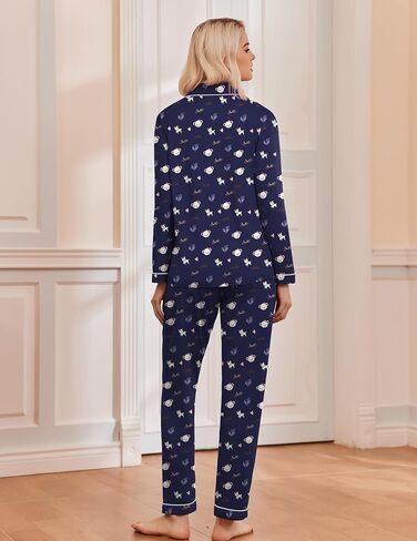 Ekouaer Pajamas Women's Long Sleeve Sleepwear Soft Button Down Loungewear Pjs Lounge Set Nightwear XS-XXL in Saudi Arabia