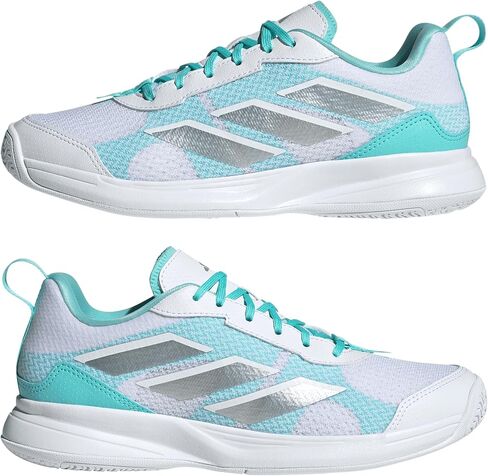 حذاء رياضة تنس Adidas Women's Avaflash ، اللون الأبيض/الفضي المعدني/الوردي ، 7.5 in Saudi Arabia