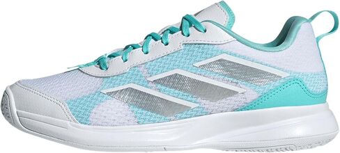 حذاء رياضة تنس Adidas Women's Avaflash ، اللون الأبيض/الفضي المعدني/الوردي ، 7.5 in Saudi Arabia