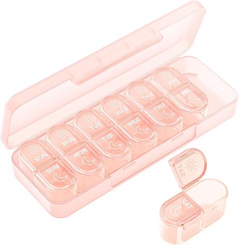 𝐏𝐢𝐥𝐥 𝐎𝐫𝐠𝐚𝐧𝐢𝐳𝐞𝐫, Am & Pm Pill Organizer 7 Days, Weekly Pill Organinzer 2 Times a Day, Pill Box 7 Day, Medicine Pill Organizer for Travel, Vitamins, Fish Oils, Supplements in Kuwait