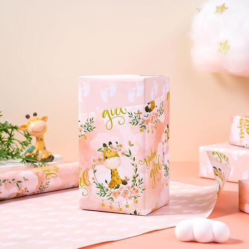 WRAPAHOLIC 30 Inch Jumbo Reversible Pink Bow Wrapping Paper Roll - 30 Inch x 33 Feet - Pink Ribbon Bow and Stripes Design Perfect for Girls Birthday, Baby Shower, Bachelorette Party in Saudi Arabia