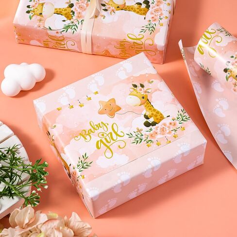 WRAPAHOLIC 30 Inch Jumbo Reversible Pink Bow Wrapping Paper Roll - 30 Inch x 33 Feet - Pink Ribbon Bow and Stripes Design Perfect for Girls Birthday, Baby Shower, Bachelorette Party in Saudi Arabia