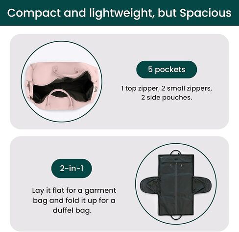 نبل سفر طية NO GO DUFFEL BAG ، 2-في 1 قابلة للتحويل Garment Weekender Bag & Suit Carrier ، Warge Carry On Duffle Bag للرجال والنساء ، حقيبة جلدية بين عشية وضحاها مع مقصورتين للأحذية-أبيض in Kuwait