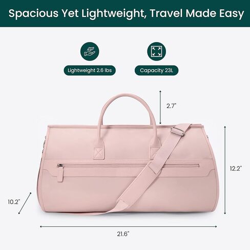 نبل سفر طية NO GO DUFFEL BAG ، 2-في 1 قابلة للتحويل Garment Weekender Bag & Suit Carrier ، Warge Carry On Duffle Bag للرجال والنساء ، حقيبة جلدية بين عشية وضحاها مع مقصورتين للأحذية-أبيض in Kuwait