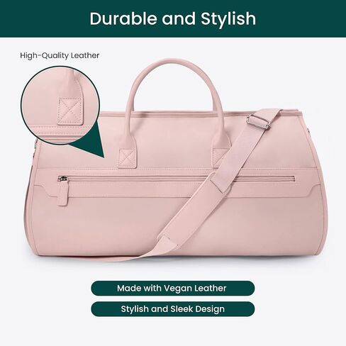نبل سفر طية NO GO DUFFEL BAG ، 2-في 1 قابلة للتحويل Garment Weekender Bag & Suit Carrier ، Warge Carry On Duffle Bag للرجال والنساء ، حقيبة جلدية بين عشية وضحاها مع مقصورتين للأحذية-أبيض in Kuwait