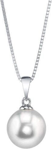 The Pearl Source 9mm White Freshwater Pearl Pendant Sydney Necklace for Women - Cultured Pearl Necklace | Single Pearl Necklace for Women with 925 Sterling Silver Chain in Saudi Arabia