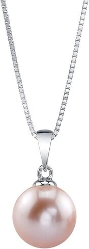 The Pearl Source 9mm White Freshwater Pearl Pendant Sydney Necklace for Women - Cultured Pearl Necklace | Single Pearl Necklace for Women with 925 Sterling Silver Chain in Saudi Arabia