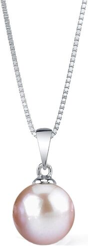 The Pearl Source 9mm White Freshwater Pearl Pendant Sydney Necklace for Women - Cultured Pearl Necklace | Single Pearl Necklace for Women with 925 Sterling Silver Chain in Saudi Arabia